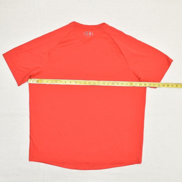 Under Armour Men's T Shirt Short Sleeve Solid Polyester Red Size 2XL Tech Tee - Picture 4 of 8